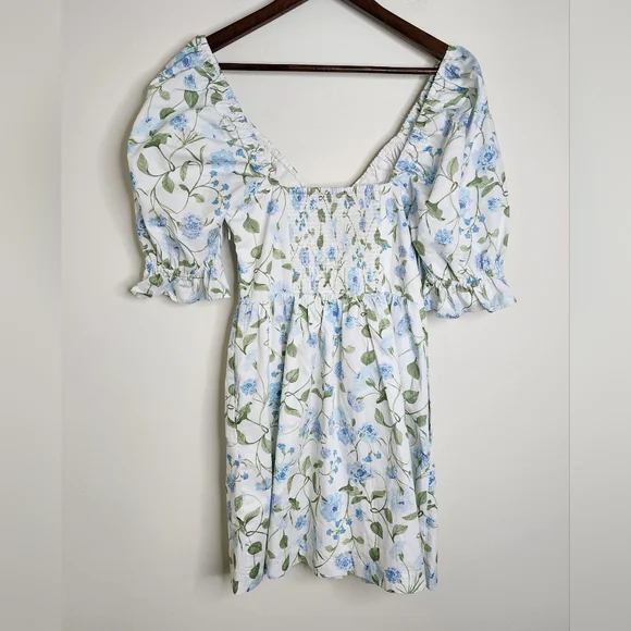 Hill House Ophelia Floral Puff Sleeve Mini Dress Small Cottagecore Picnic Boho - Picture 12 of 16